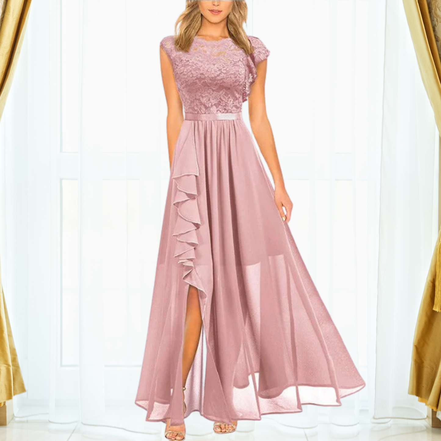 Women's Formal Maxi Dress – Pink