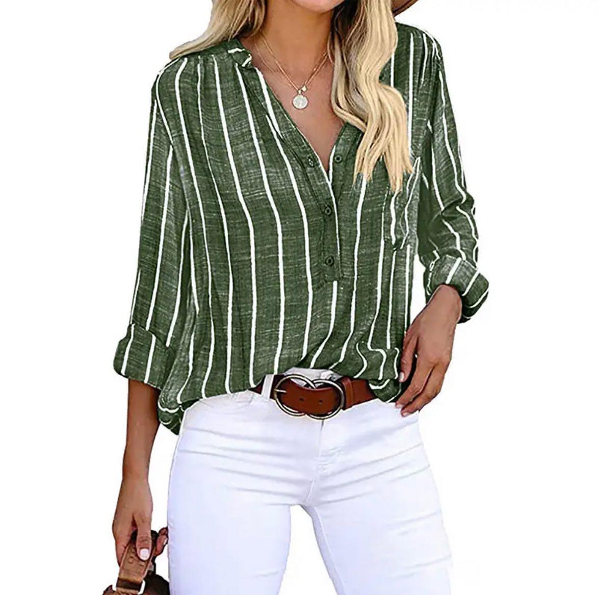 Women's Long Sleeve Blouse – Green