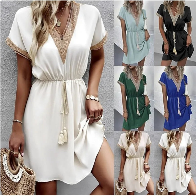 Women's V Neck Mini Dress