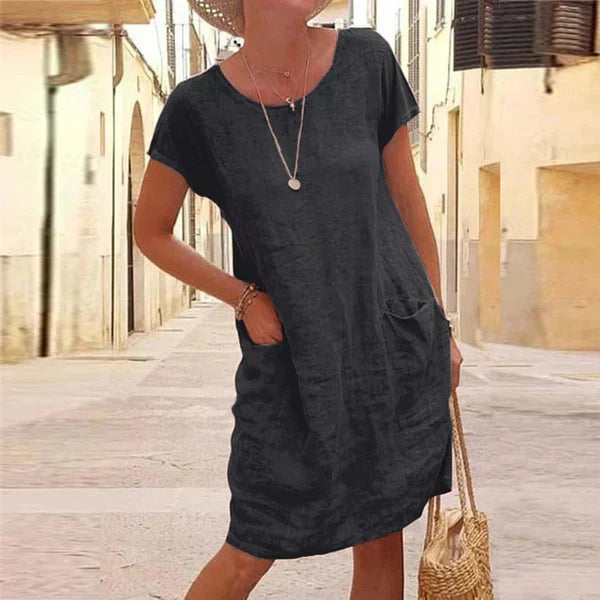 Women's Draped Midi Dress – Black