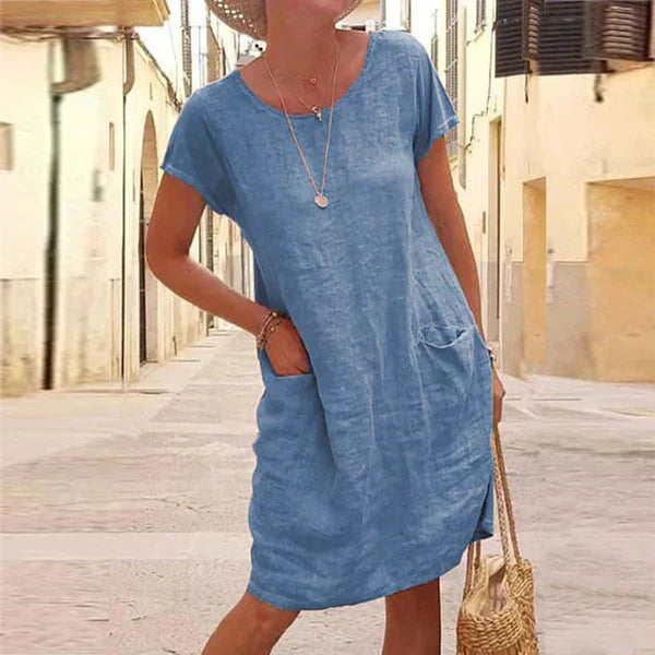 Women's Draped Midi Dress – Blue