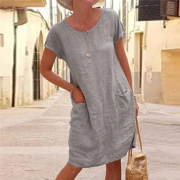 Women's Draped Midi Dress – Grey
