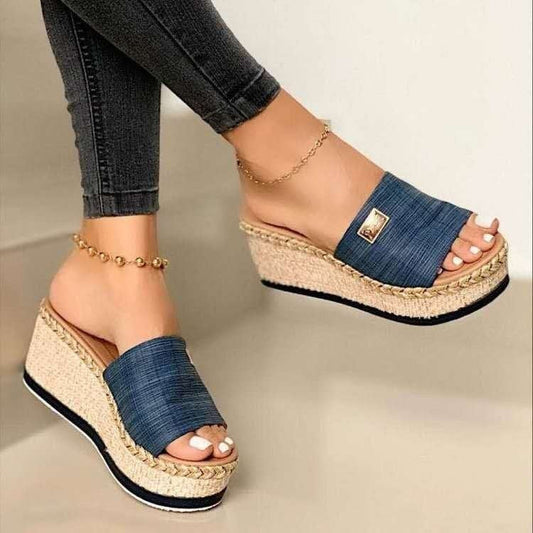 Women's Platform Wedge Sandals – Blue