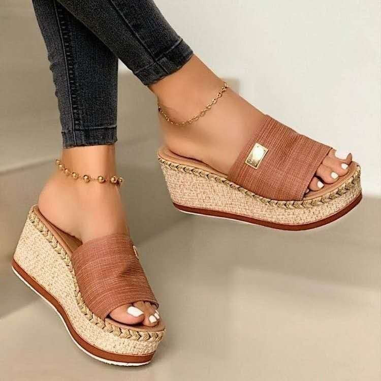 Women's Platform Wedge Sandals – Light Brown