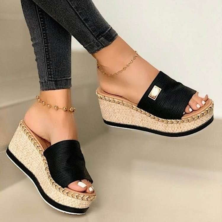 Women's Platform Wedge Sandals – Black
