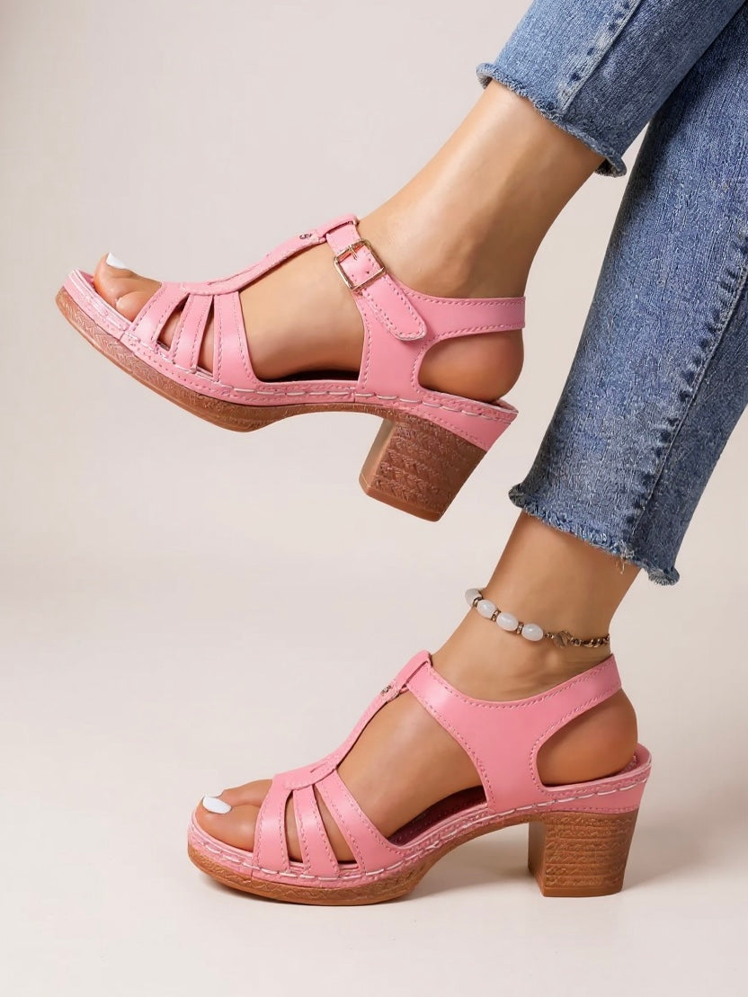 Women's Heeled Strappy Sandals – Pink