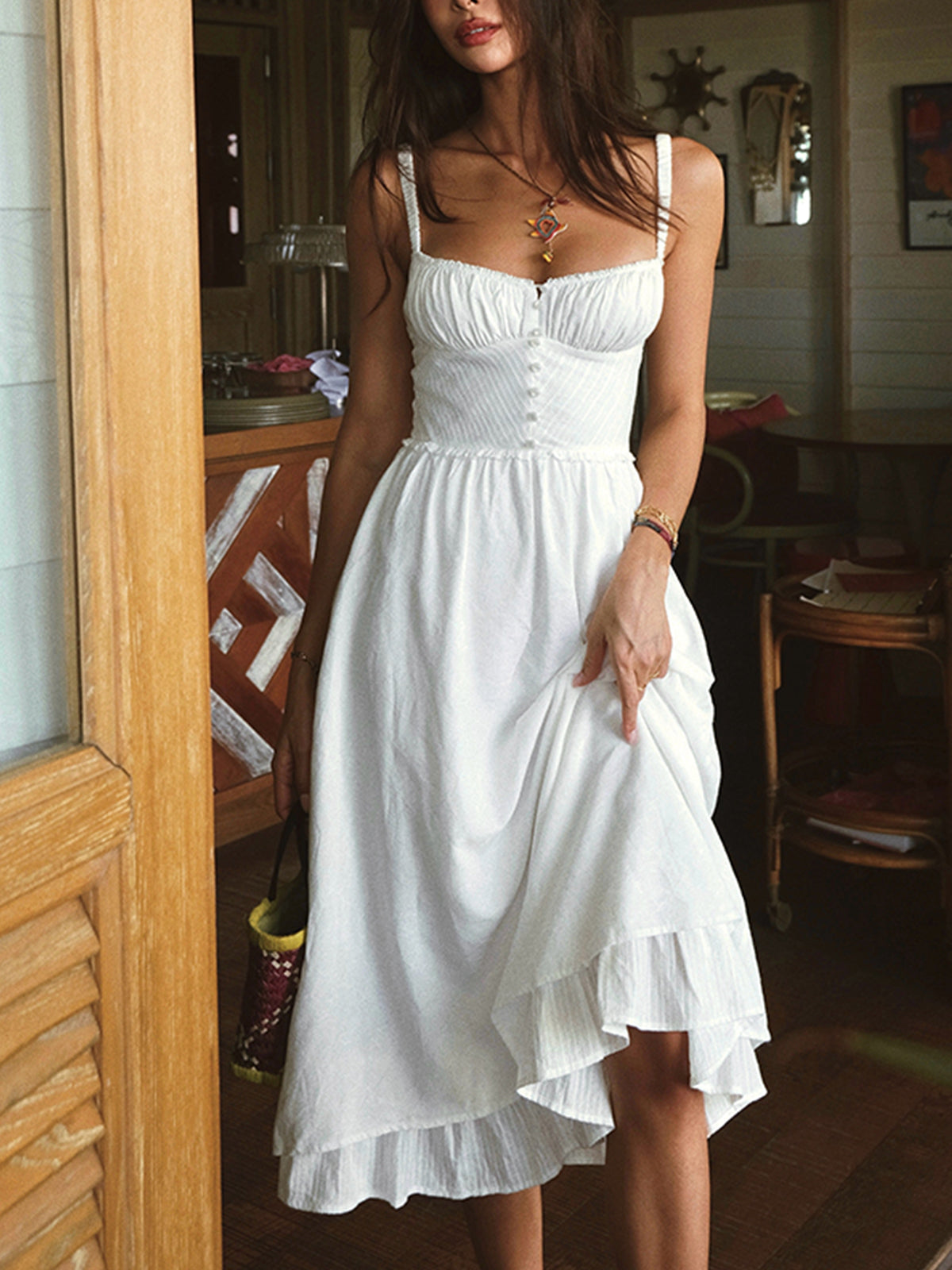 Women's Square Neck Midi Dress