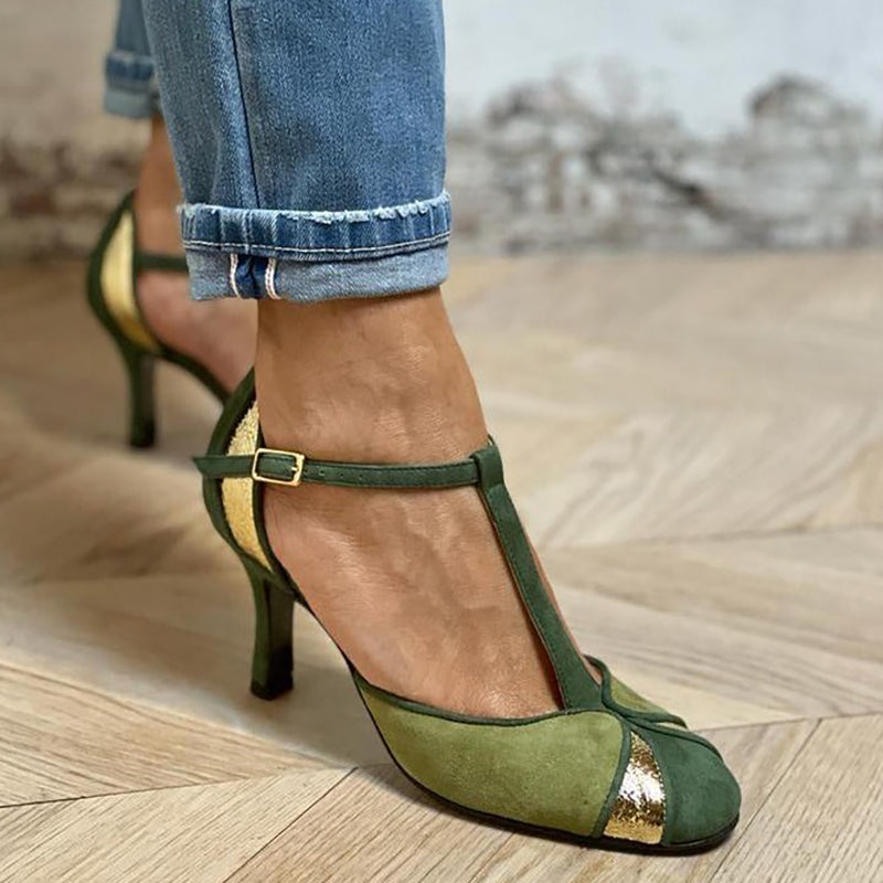 Women's T-Strap Heels – Green