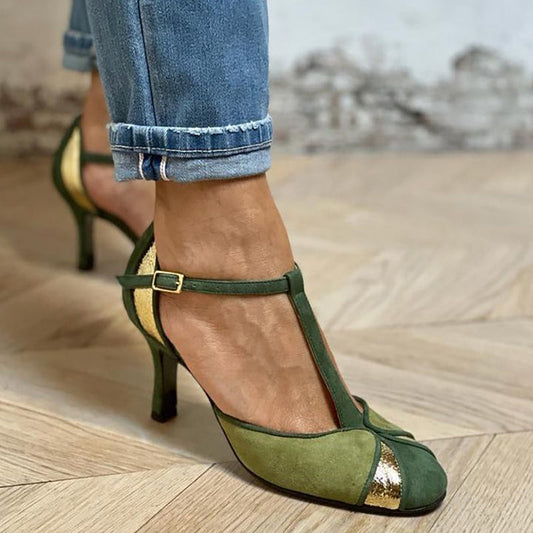 Women's T-Strap Heels – Green