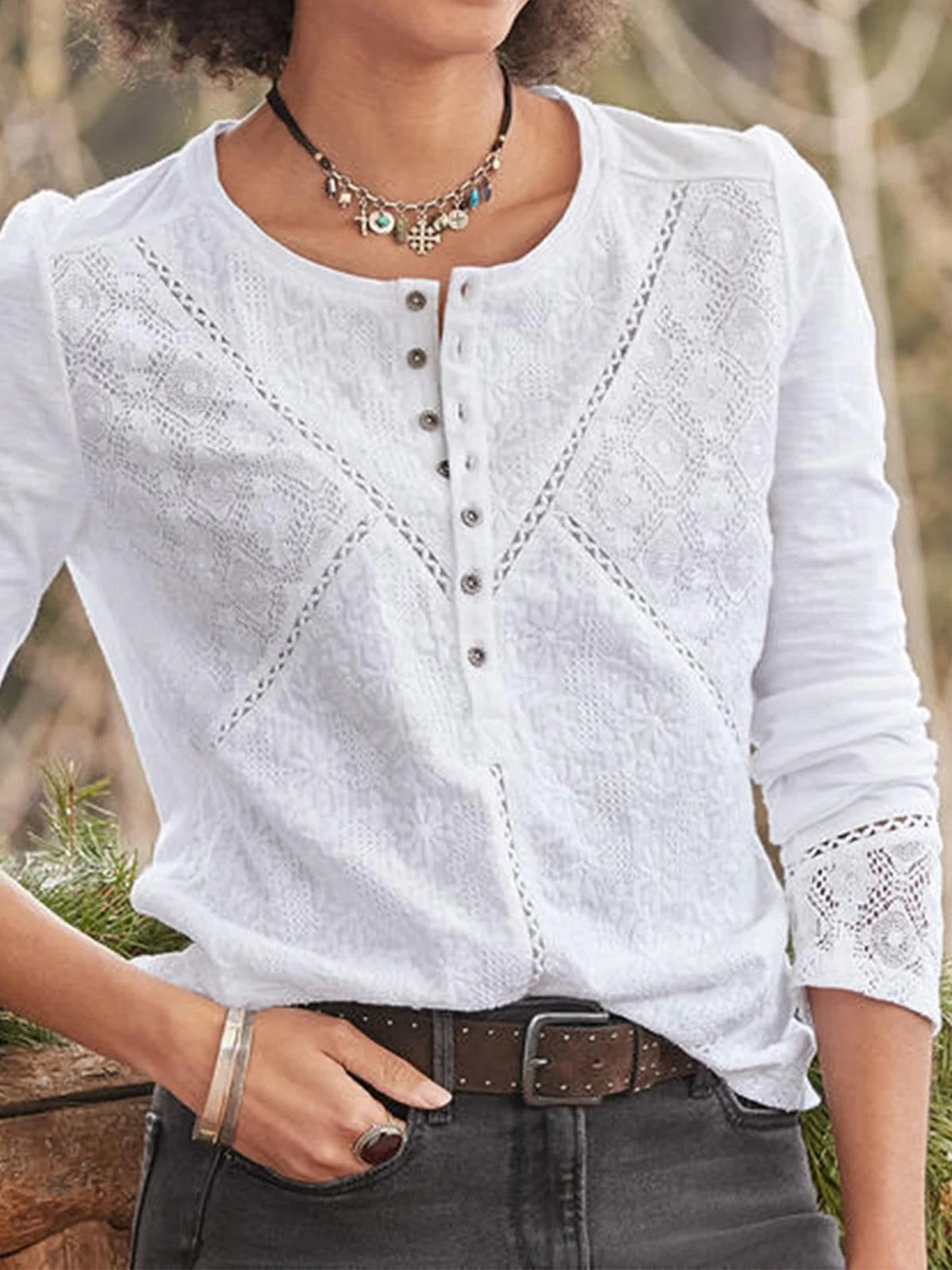 Women's Long Sleeve Blouse – White
